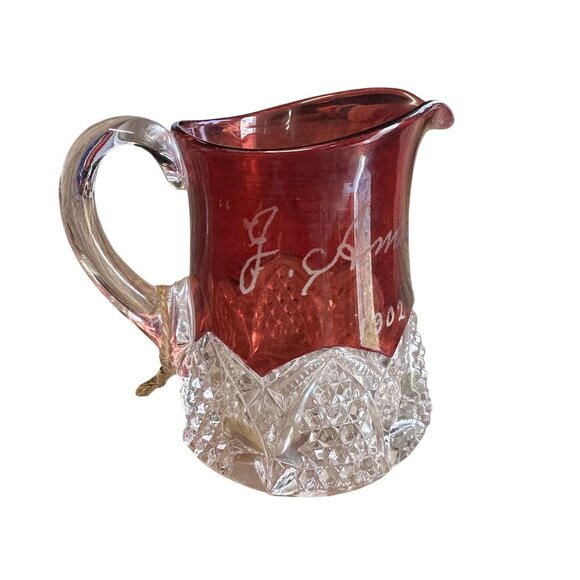 Antique 1902 Ruby Red Flashed Souvenir Cream Pitcher - Picture 5 of 7